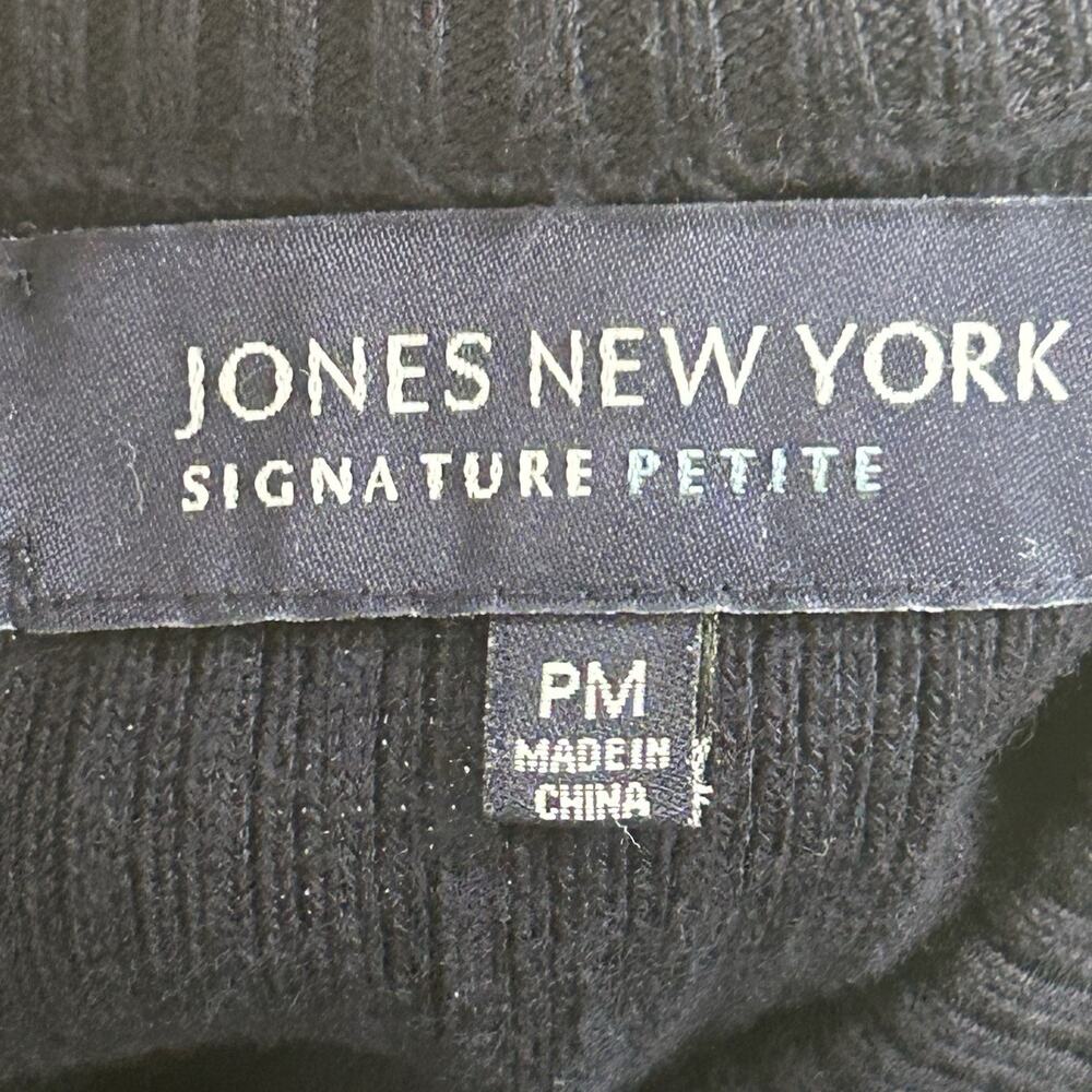 Preppy Nautical Navy Cardigan Sweater Gold Buttons PM Mock Neck Ribbed Jones NY - Picture 5 of 6